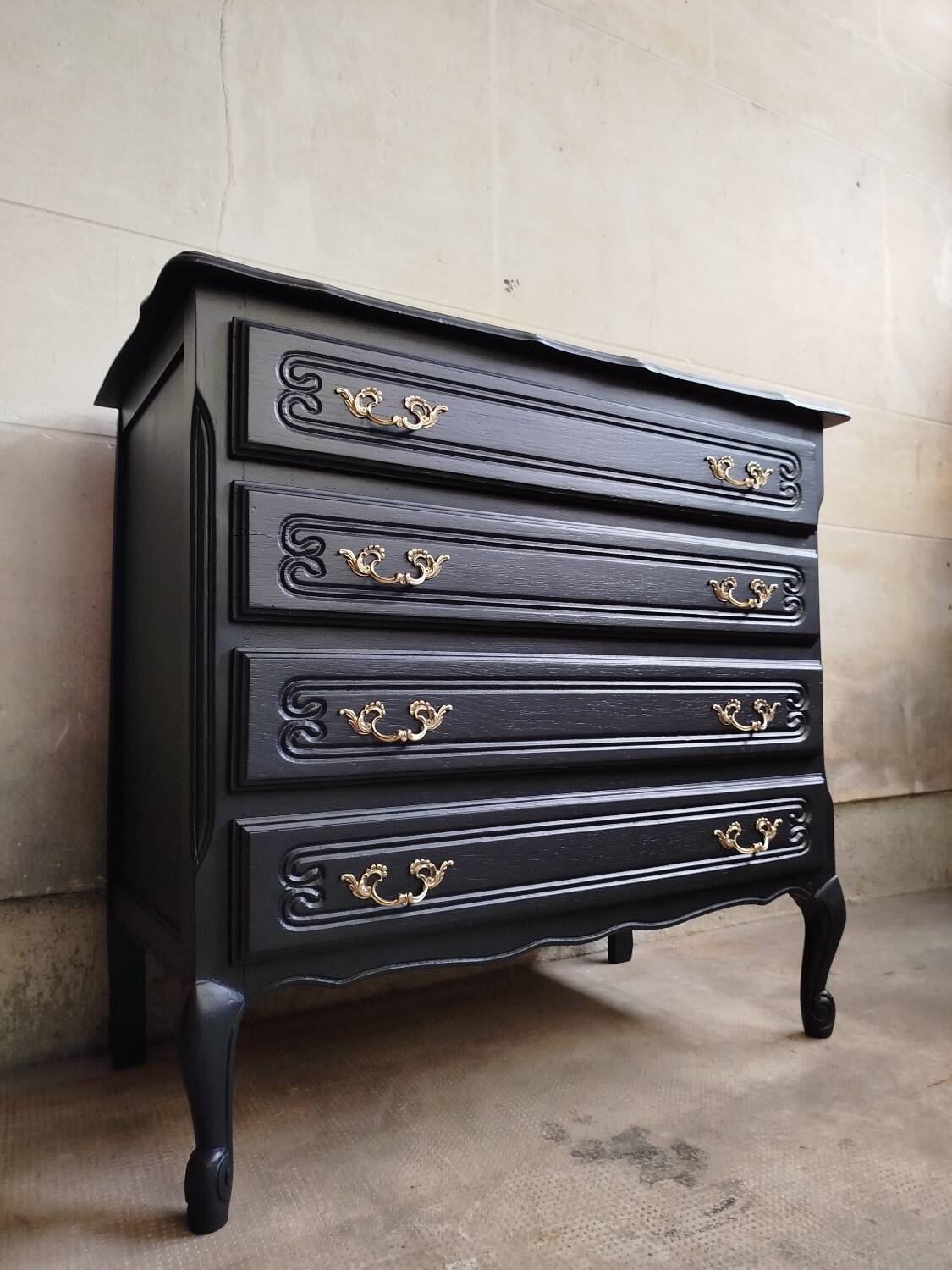 Revamped vintage black chest of drawers