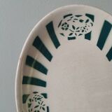 Vintage iron earthenware plate with green Cuban flower pattern