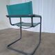 Vintage Mart Stam Style Armchair: Turquoise Leather, Black Chrome Cantileve