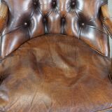 Fauteuil chesterfield en cuir de vache anglais