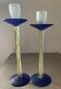 Duo of vintage Kosta Boda candlesticks in glass paste