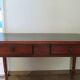 Minister's desk in Louis Philippe style – 2 drawers – cherry wood – green writing pad
