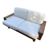 Vintage brutalist sofa in ecru bouclé fabric, 2/3 seater, 1970s