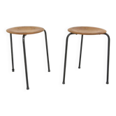 Set de 2 tabourets en teck et métal, Suède, 1960