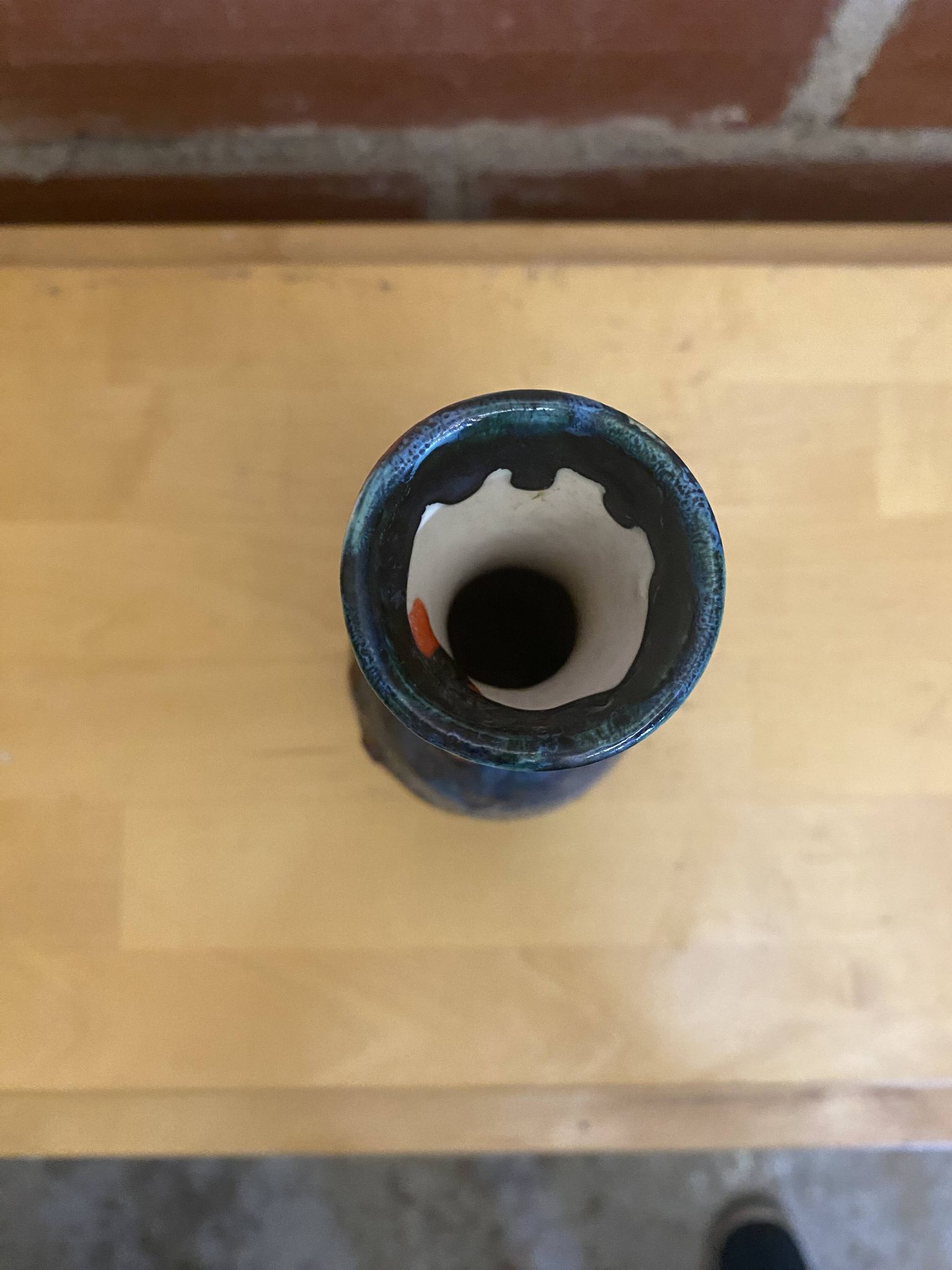 Vintage polychrome ceramic soliflore vase in the old style vallauris