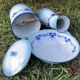 Enamelled jug, bowl and bucket