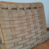 Vintage rattan and braided rope armchair
