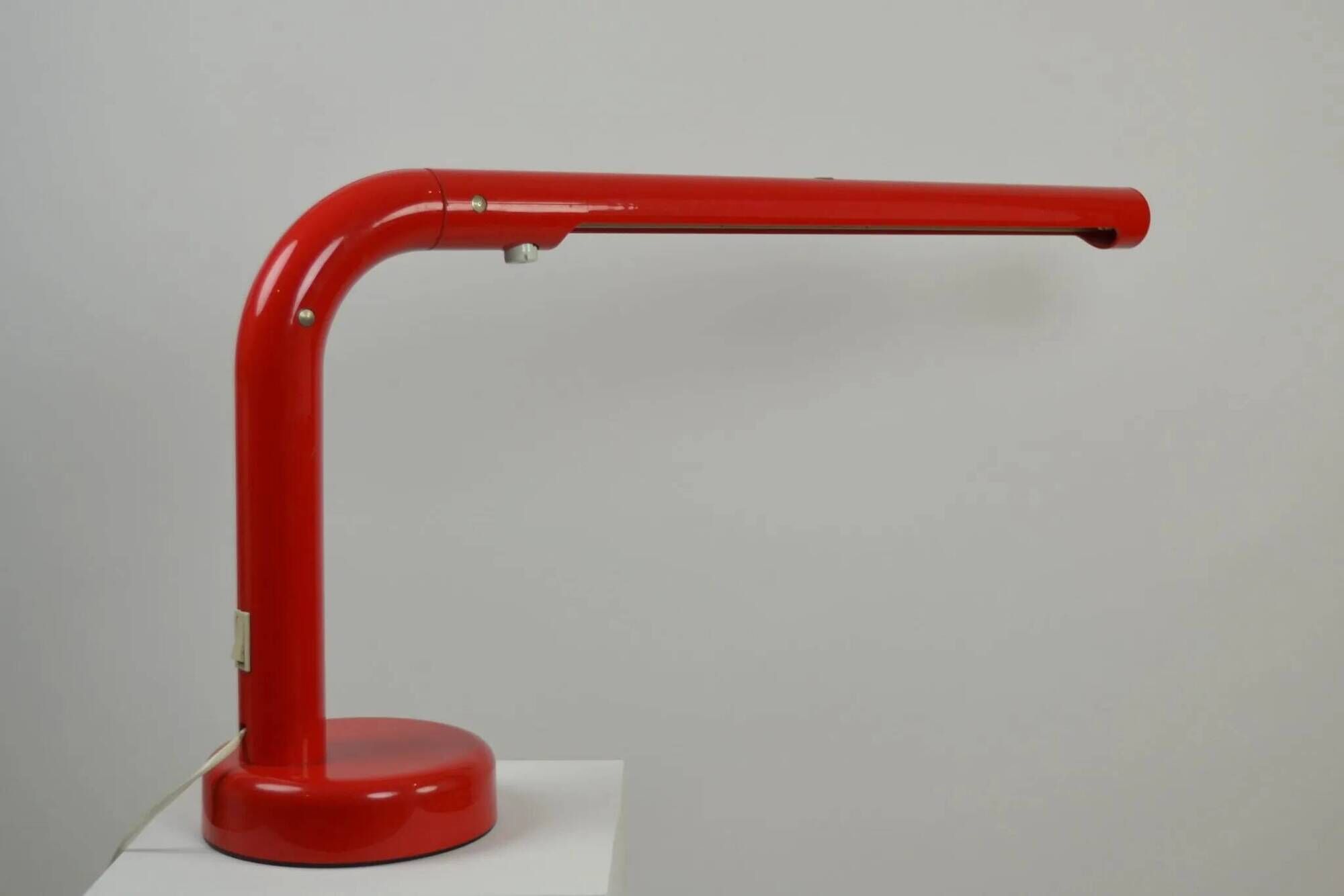 Red “Tube” Desk lamp designed by Anders Pehrson for Ateljé Lyktan, Sweden, 1970s