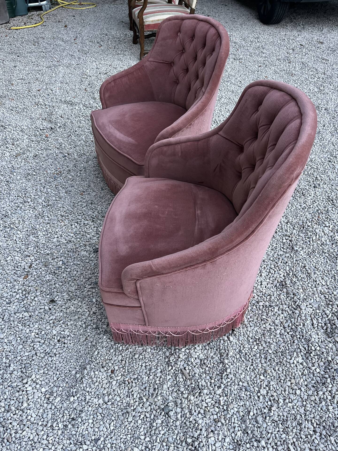 Lot de 2 fauteuils crapaud vintage 