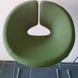Artifort Tabouret chromé et tissu vert par Patrick Norguet