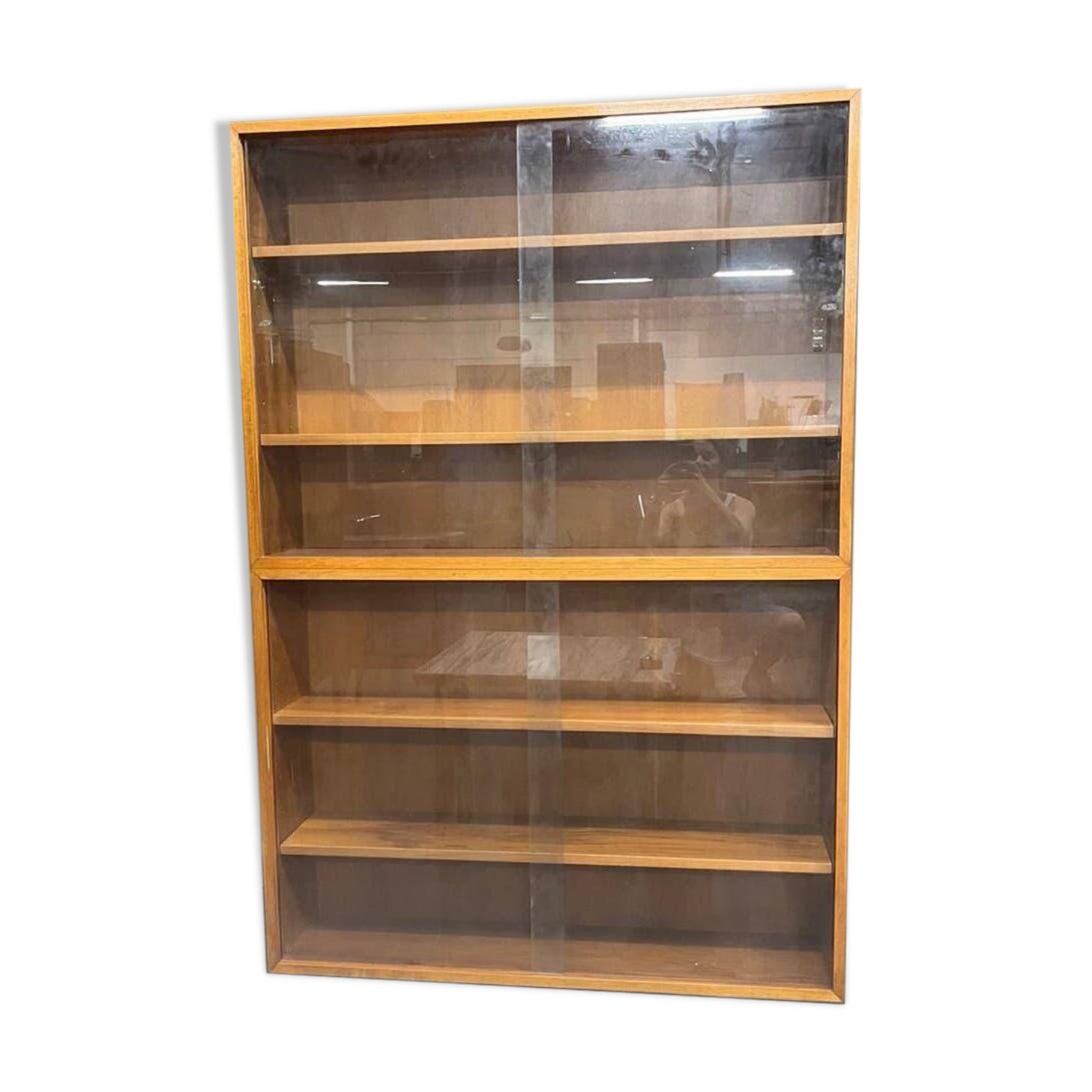 Vitrine/armoire de rangement vintage en bois et verre