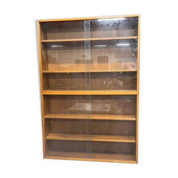 Vitrine/armoire de rangement vintage en bois et verre