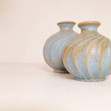 Paire de vases en céramique "Turkos" de style milieu du siècle, Ewald Dahlskog, Bo Fajans, Suède