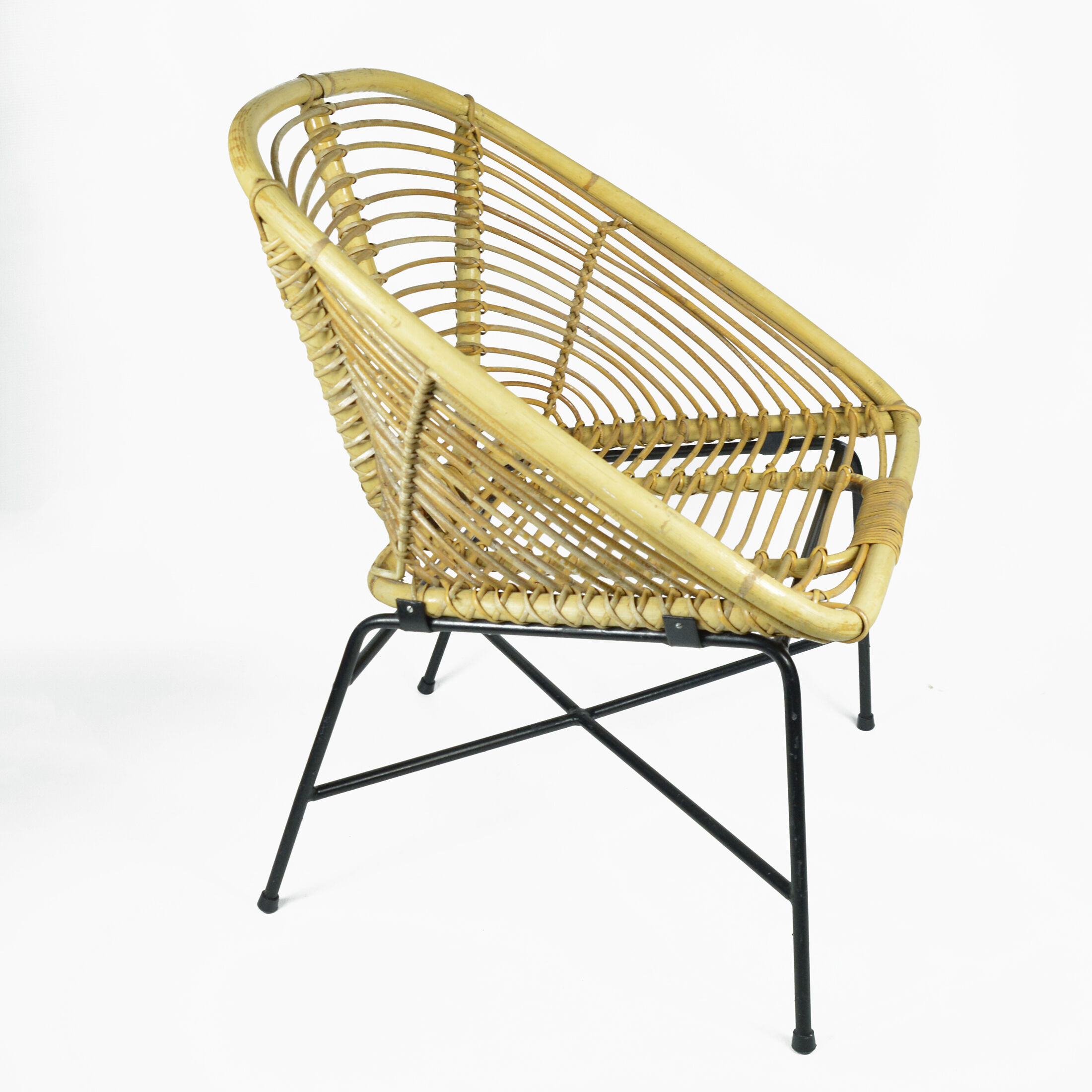 1960s Scandinavian modern rattan bucket armchair, Denmark