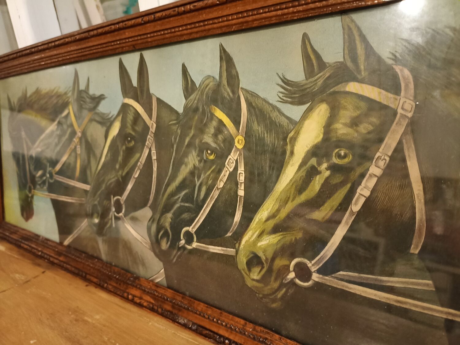 Tableau ancien chevaux