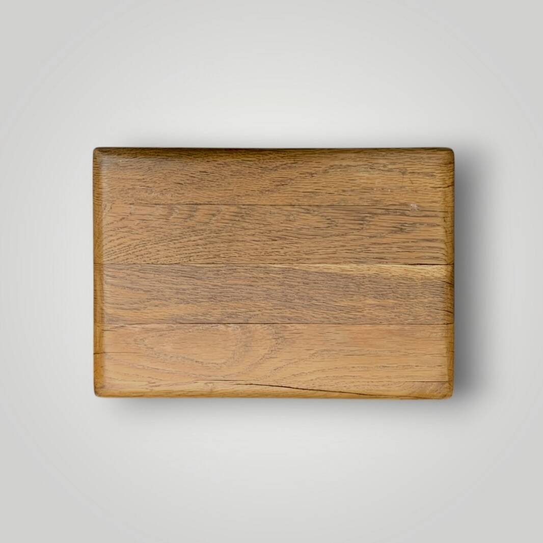 Small brutalist stool in solid oak – 1960s