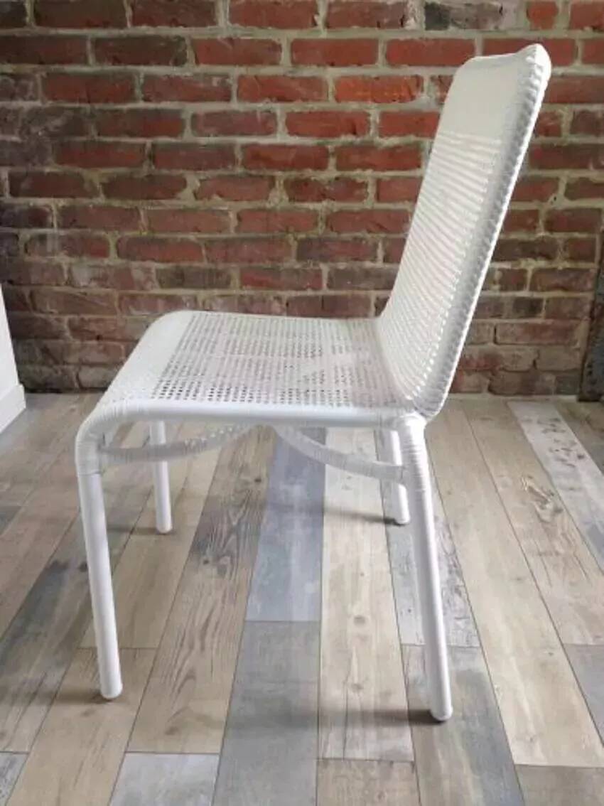 White woven resin garden chair