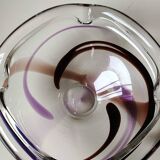 Large pocket/ashtray in heavy crystal with contemporary design - Designer Max Verboeket for Kristalunie/Maastricht factory. Diameter 22 cm