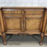 SOUBRIER Chippendale sideboard in oak, elm burl and marble