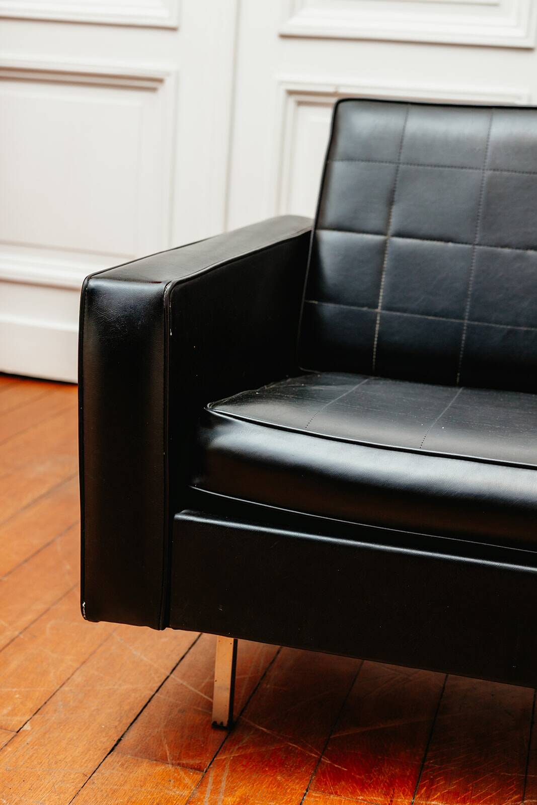 Black faux leather armchair, 1960