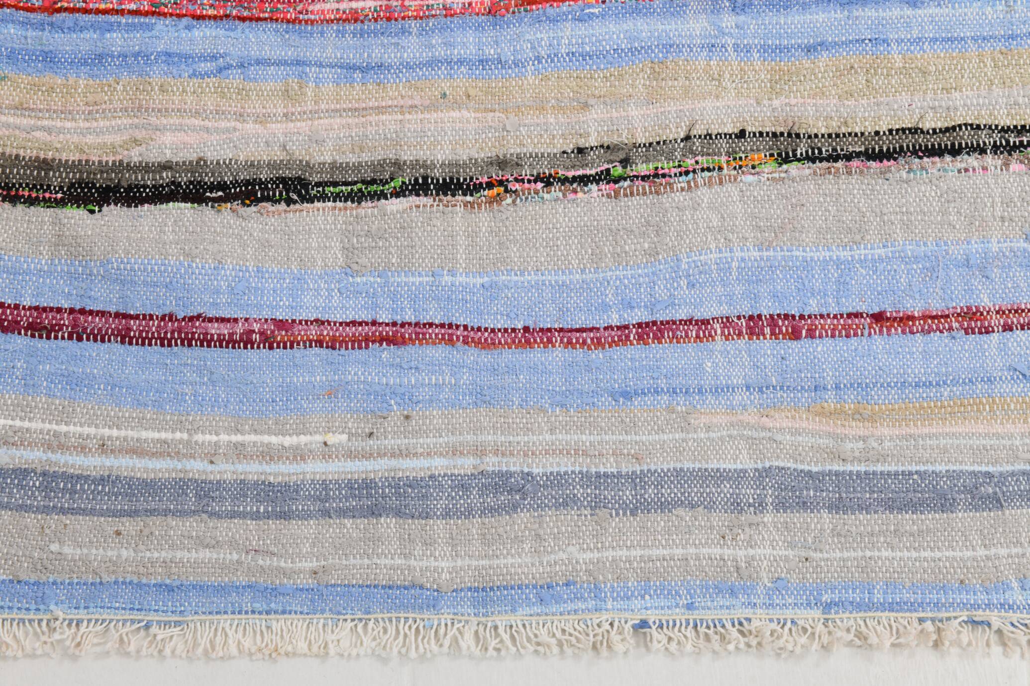 Tapis Kilim à rayures bleu clair 4x6, 117x177 cm