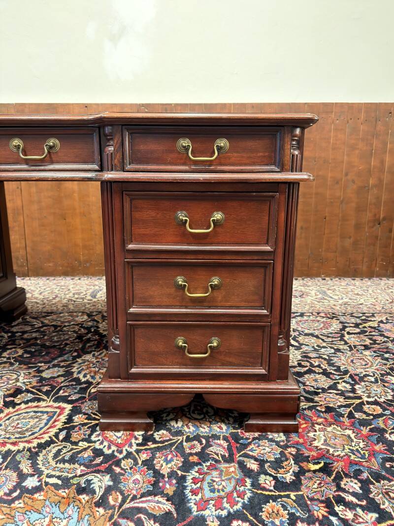 English Chesterfield Desk with Green Leather
