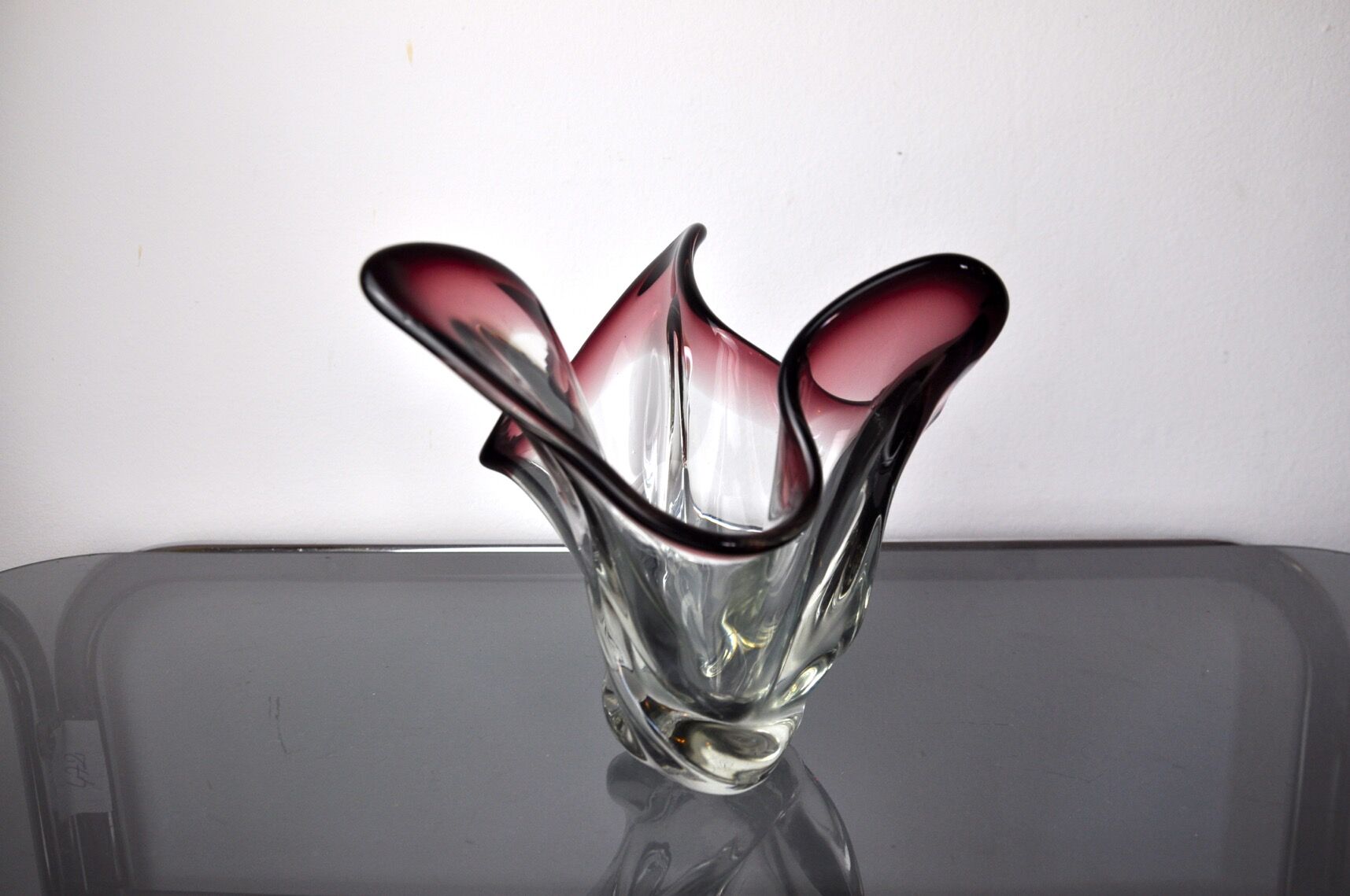 Purple seguso vase in Murano glass, Italy, 1960