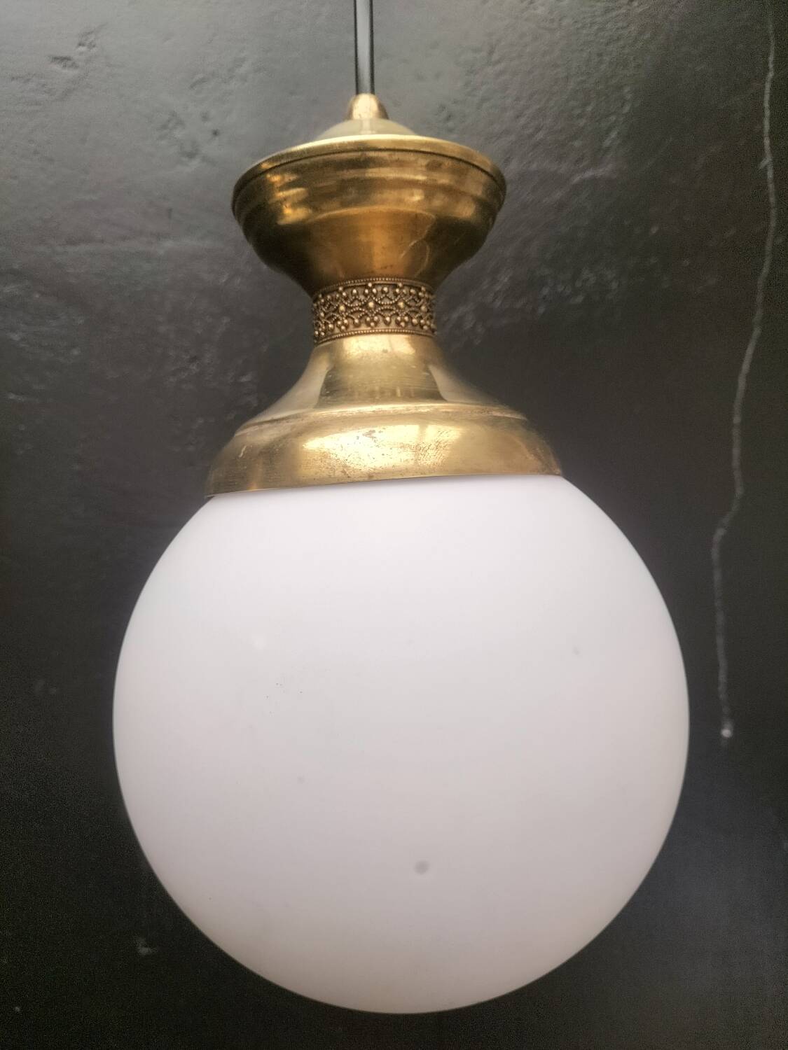 Brass and glass pendant lights