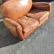 Club sofa 2 places in leather beautiful patina around 1980