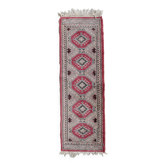 Tapis vintage ouzbek Boukhara fait main en laine et soie – 32 x 97 cm
