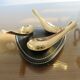 Black leather piped pipe holder with brass, Tremblay edition, Paris