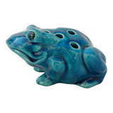 Blue ceramic frog flower frog
