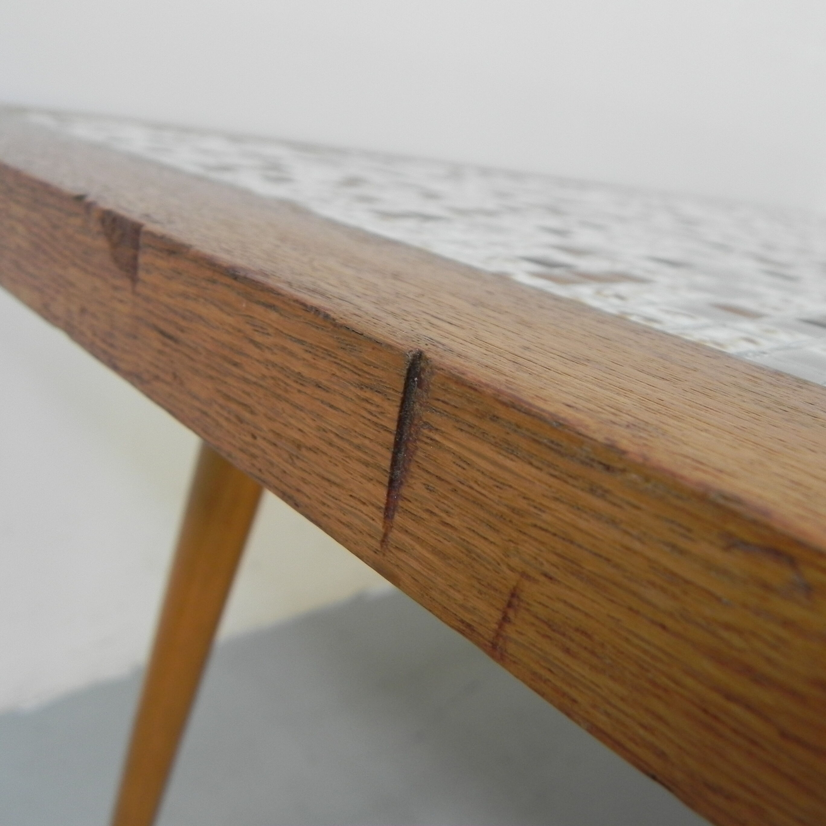 Vintage coffee table with mini tiles, tile table