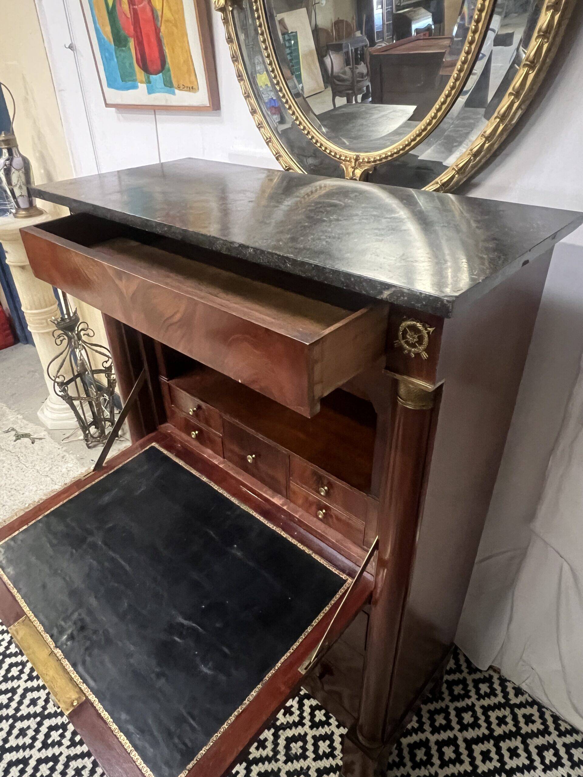 Empire period mahogany secretary, stamped Joseph Kochly, 19th century