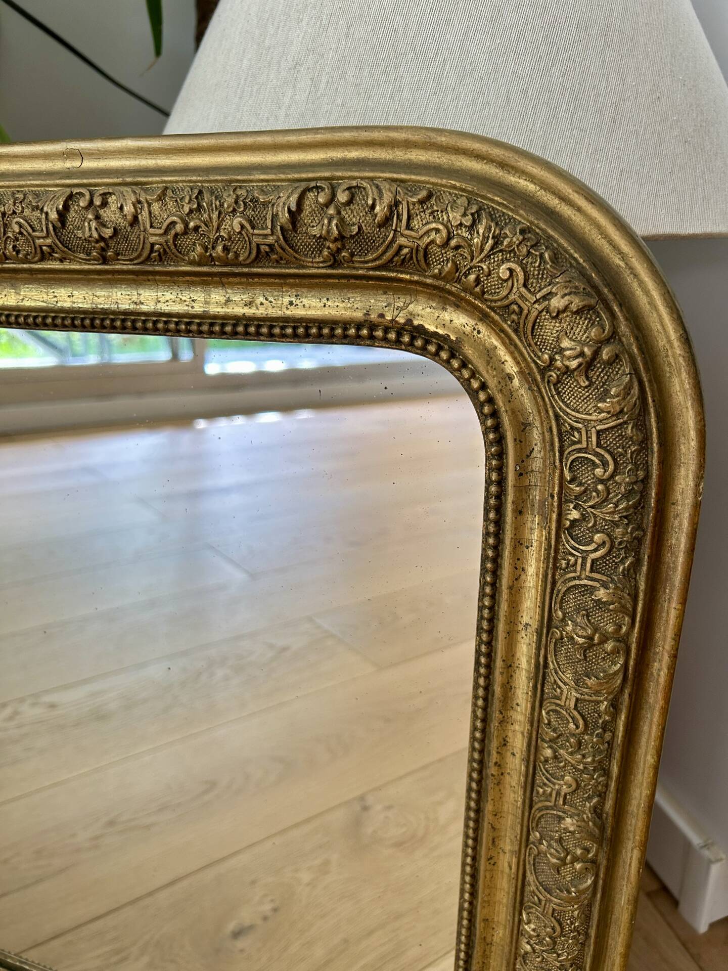 Antique gilded carved mirror - antique glass - vintage - Louis XVI