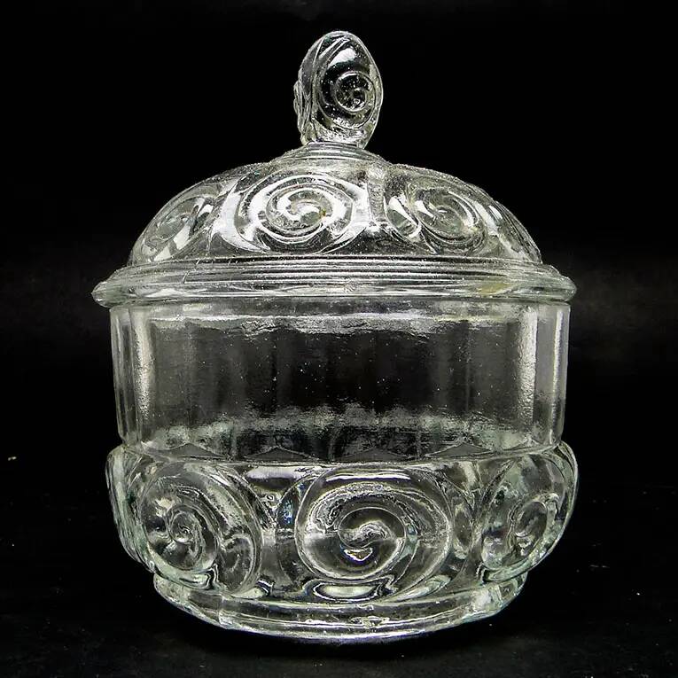 Sugar bowl, postmodern new look, pressed glass, Poland, 1970s