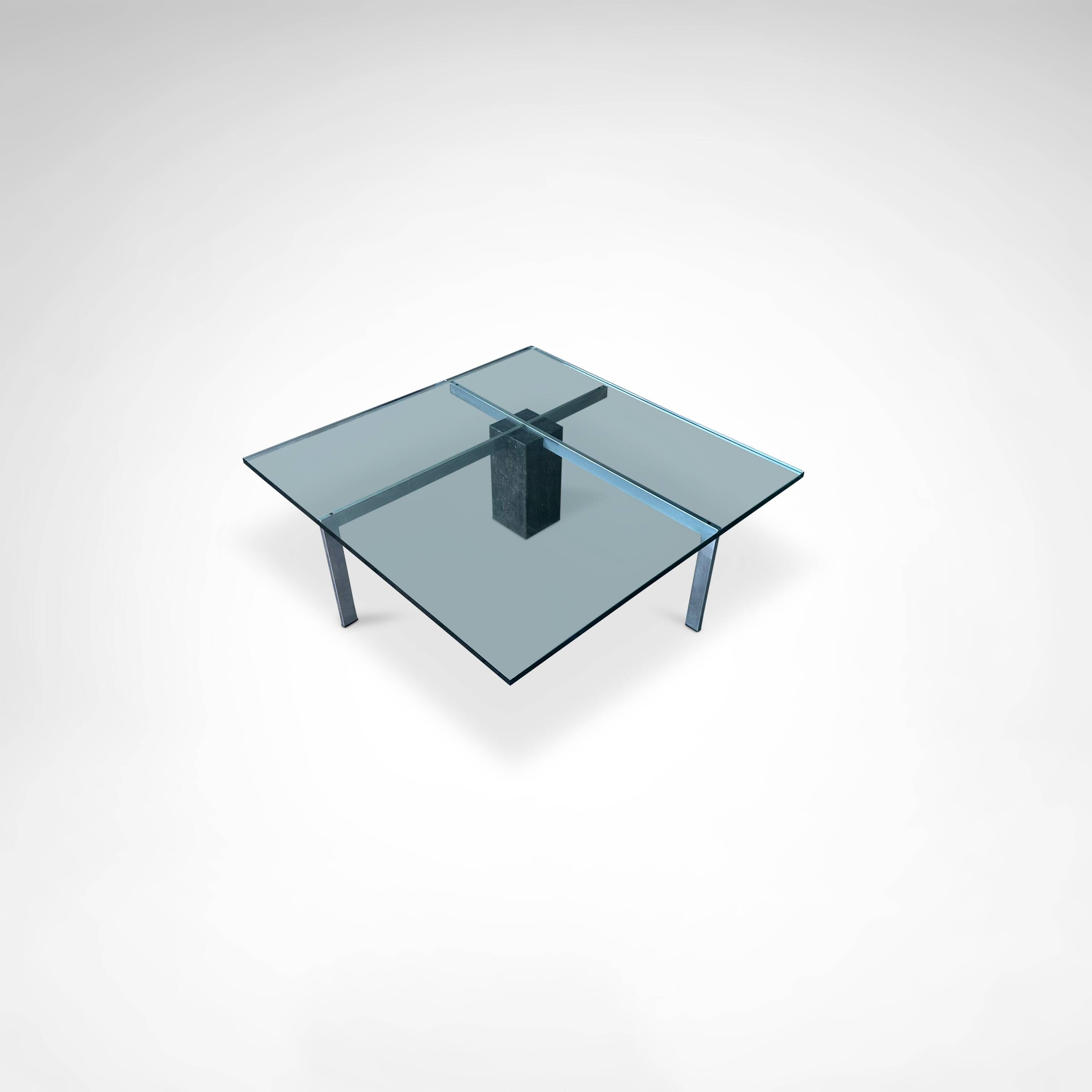 KW1 glass, metal and granite coffee table by Hank Kwint for Metaform 1980s