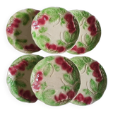 Six slip plates with strawberry decoration