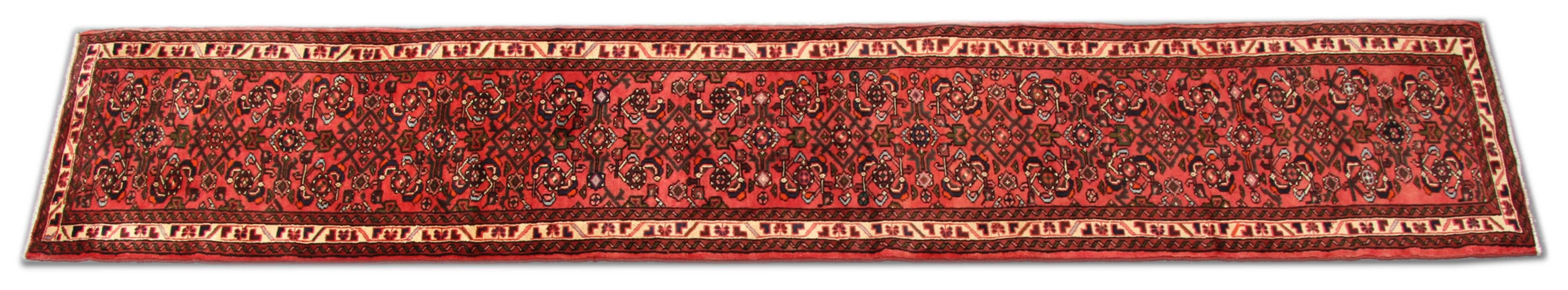 Wool Rugs Stair Runners, Rust Hussain Abad Runner Rug Handmade Oriental Carpet
