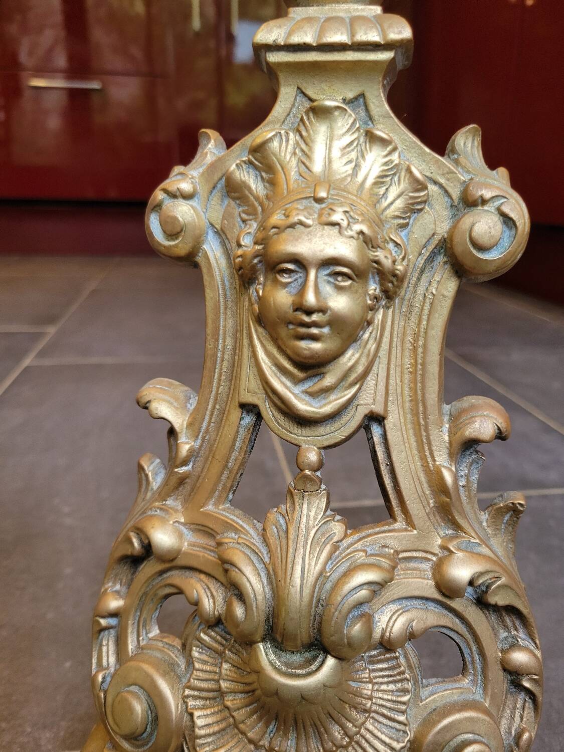 19th century gilded bronze andirons