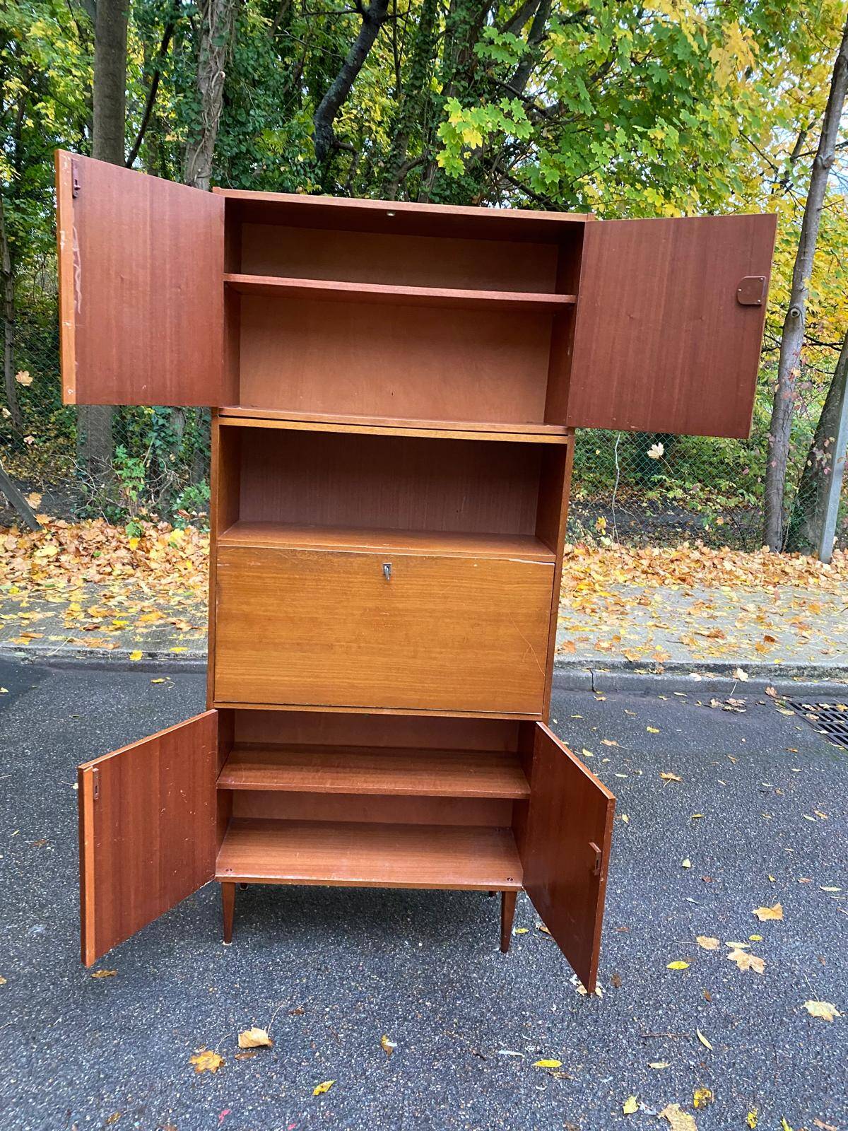 Vintage Scandinavian oak secretary desk, 1950s
