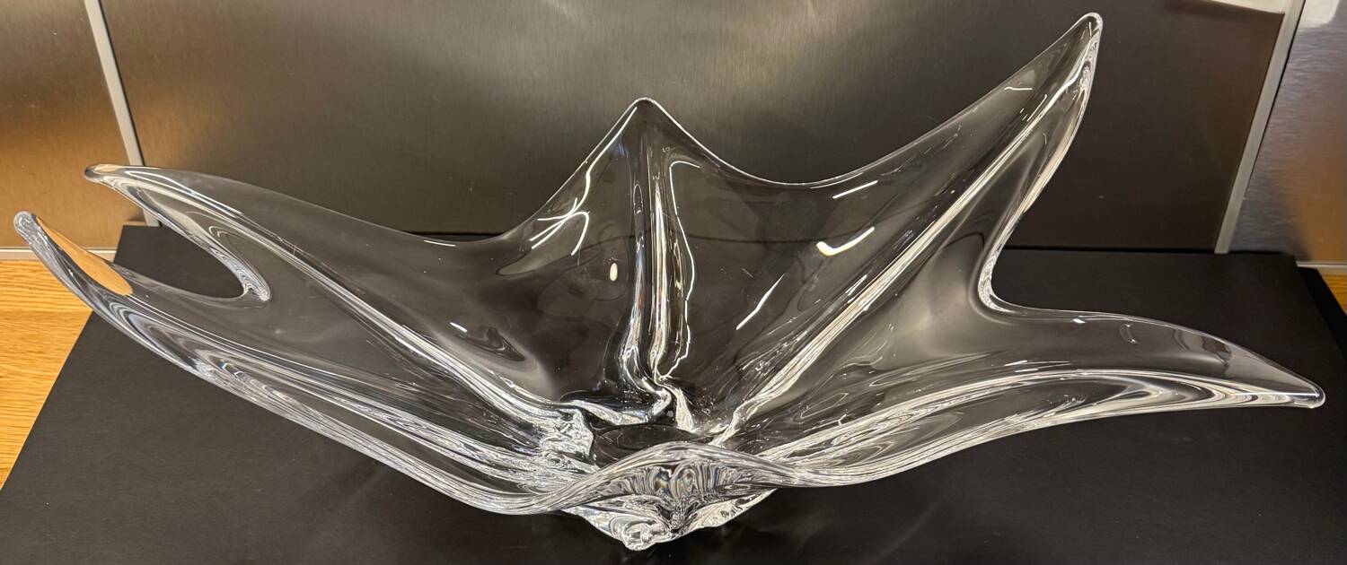 Large vintage sculptural crystal platter from the 1950s/60s