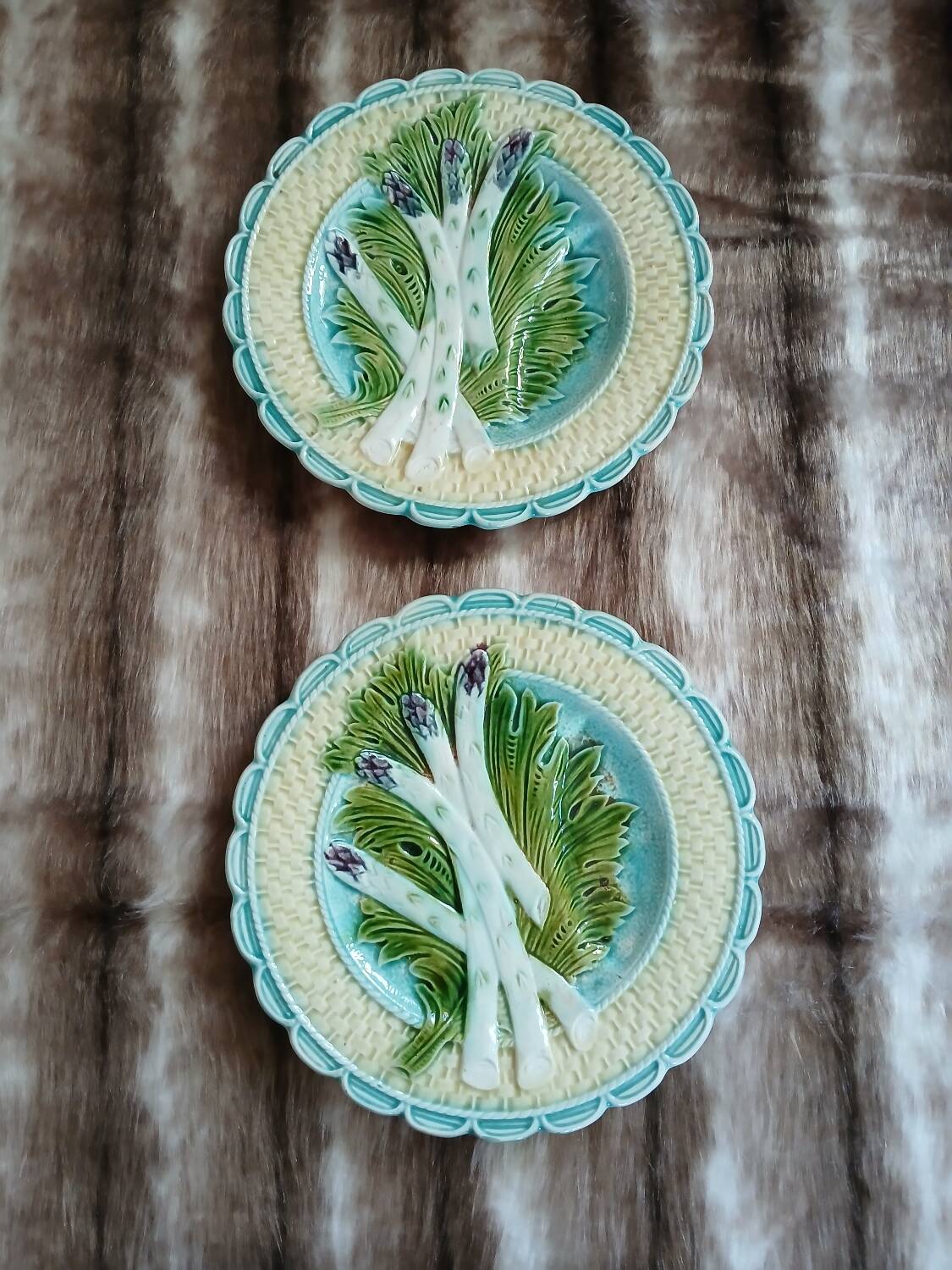 2 antique barbotine plates from Salins