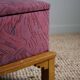 Sculptural French Art Deco stool with storage, reupholstered, made in the 1940s.