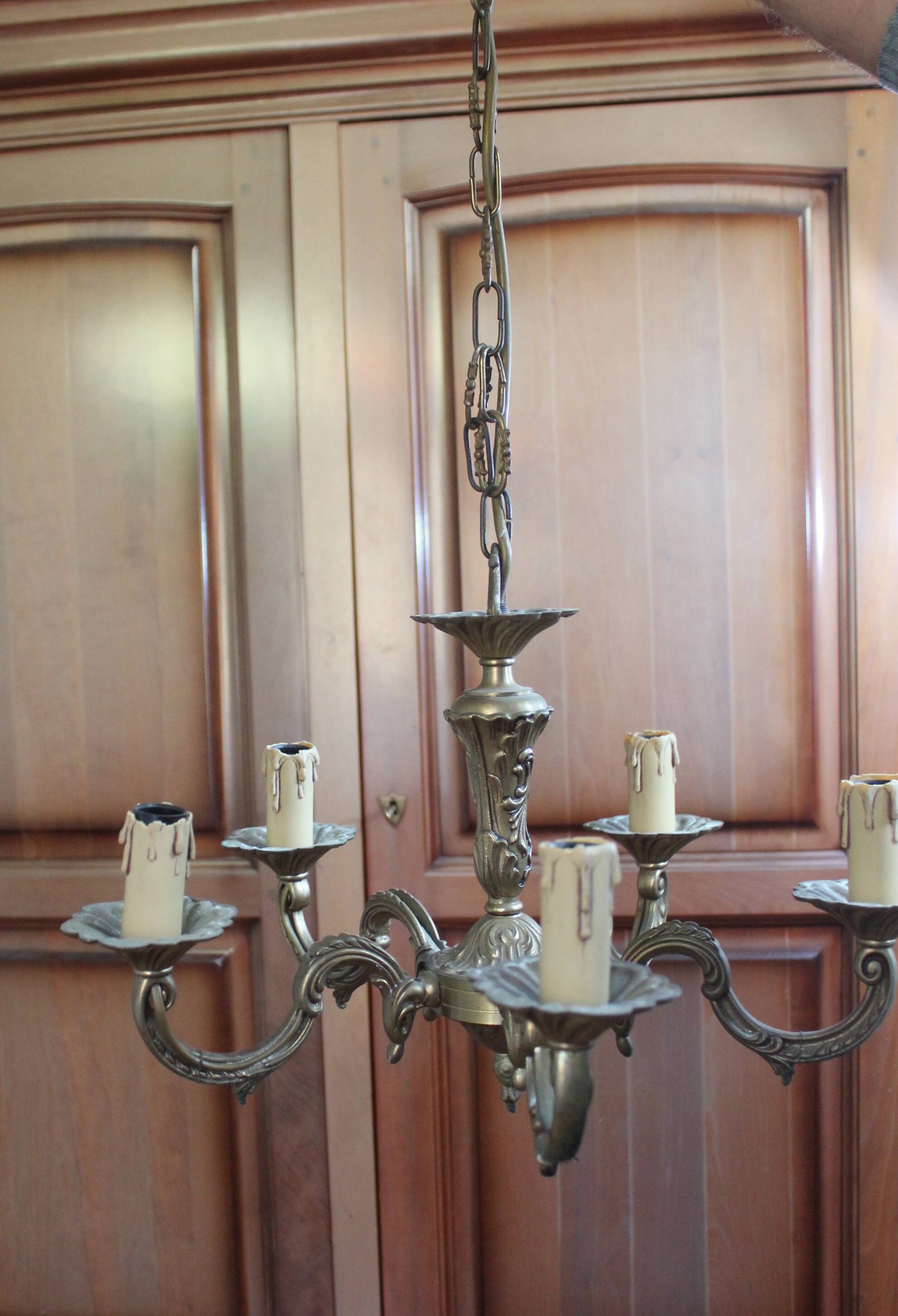 5-branch bronze chandelier