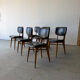 Set of 6 Scandinavian design chairs in solid beech and black Skai.