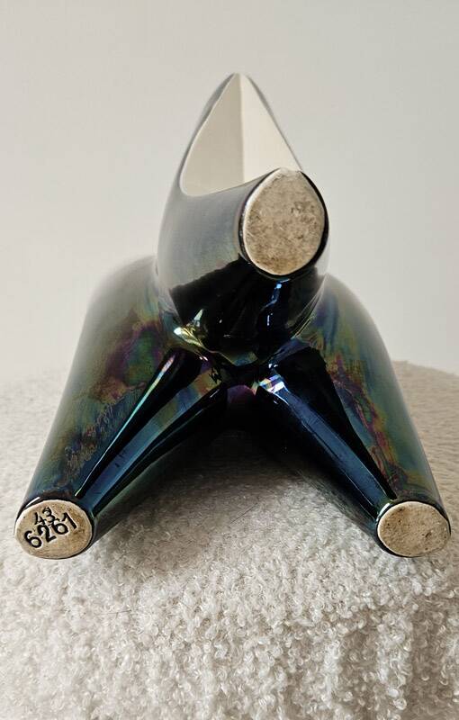 Sculptural tripod vase Verceram – Iridescent glazed ceramic – 1950s–60s