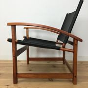 Scandinavian hyllinge Mobler Denmark chair, safari style, leather and wood