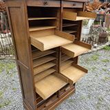 Antique double curtain cabinet in oak (internal drawers)
