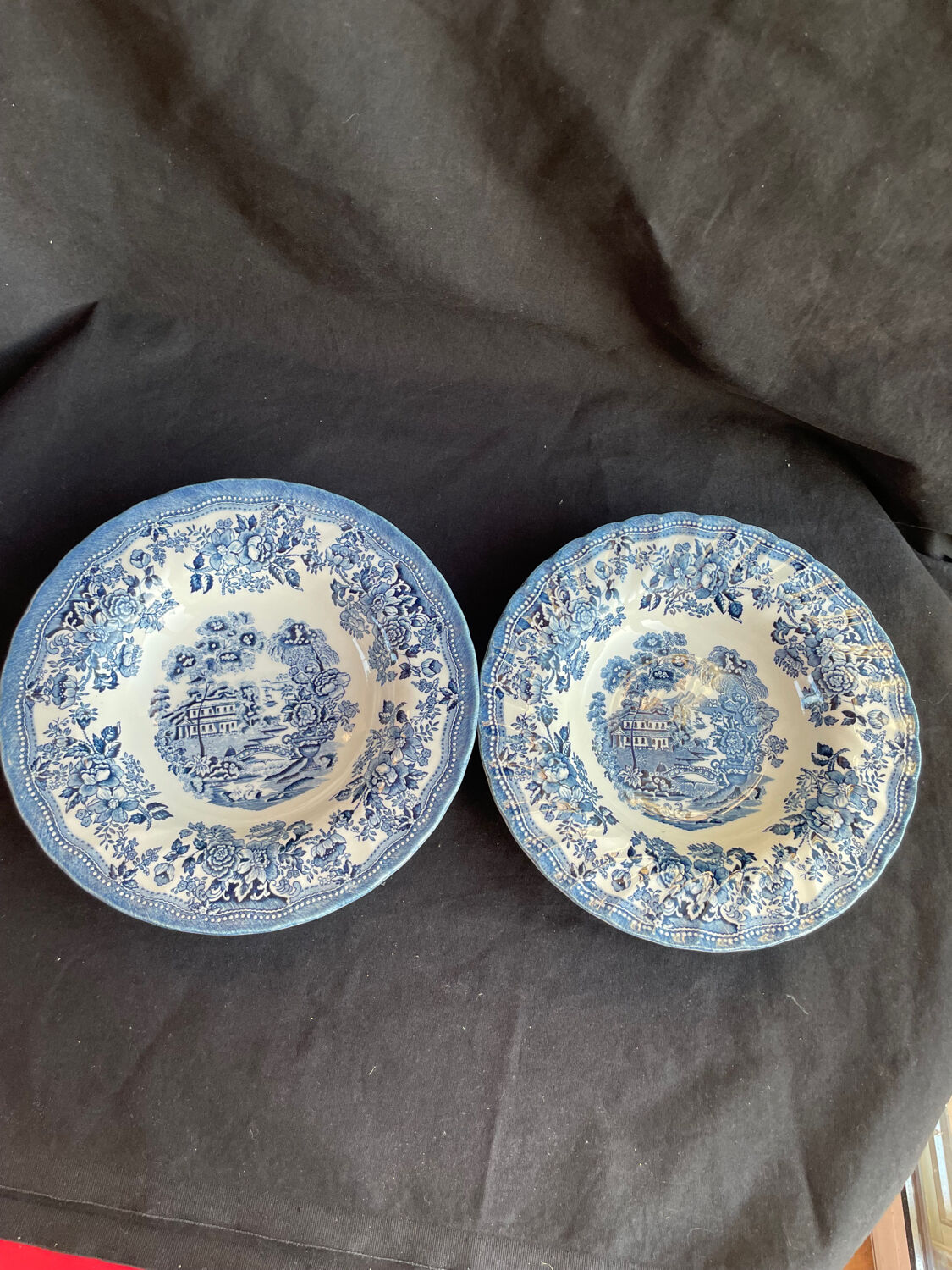 2 English porcelain soup plates